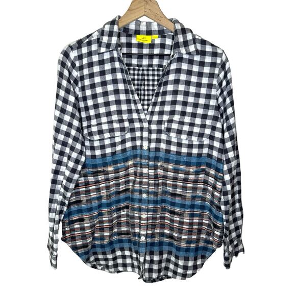 Roberta Roller Rabbit Button Front V-Neck Long Sleeve Cozy Flannel Shirt Size L - Picture 1 of 4